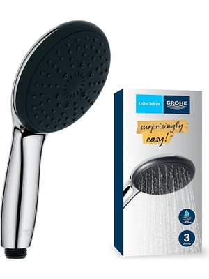 Sevimle Store Vitalio Start 110 El Duşu, 3 Akışlı (Masaj, Yağmur & Jet), Smartswitch, 110MM Yuvarlak Duş Başlığı, Silikon Halka, Kireç Önleyici Sistem, Krom, 26031001