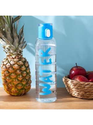 Sevimle Store 161407-055 Su Şişesi Matara Suluk - Taşıması ve Içimi Kolay Saat Hatırlatmalı Ölçekli - 750 cc Mavi