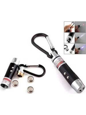 El Feneri Anahtarlık Işıklı Anahtarlık 3 Fonksyonlu Lazer LED Fener
