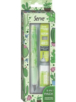 Sevimle Store Doğa Desenli Deep Kalem, Deep Silgi ve Deep Min, 0.7 Mm, Elma Yeşili