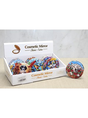 Tncline Sevimli Köpek Tasarımlı Taşlı Ince El Aynası Yuvarlak (Tunçline)