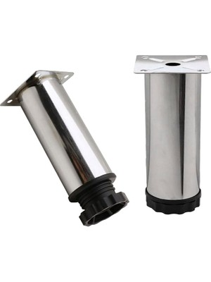 Sevimle Store 4 Adet Metal Ayarlanabilir 12 cm Krom Destek Ayağı Mobilya Kanepe Baza Koltuk Dolap Sehpa Tv Ünitesi Yükseltici Ayak