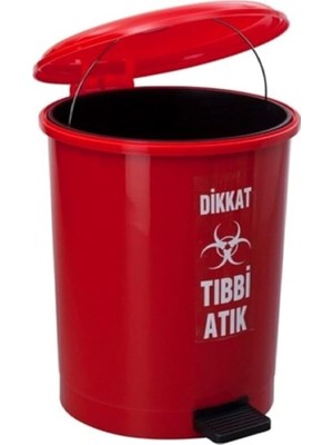 Sevimle Store Çift Kovalı Tıbbi Atık Çöp Kovası Pedallı 40 Litre - Atık Kovası Kırmızı