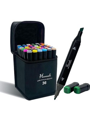 Sevimle Store Adet Rengarenk Kalemden Oluşan Siyah Çantalı Çift Taraflı Marker Seti Standlı