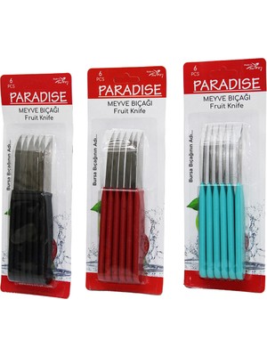 6 Parça  Meyve Bıçak Renkli Plastik Saplı (4801)