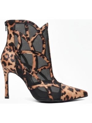 Kuum London Leopar Desen Yüksek Topuklu Tarz Kadın Botu