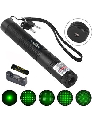Wison WS-503 100MW 3.7V 3200 Mah Desen Başlıklı Şarjlı Yeşil Lazer Pointer (4801)