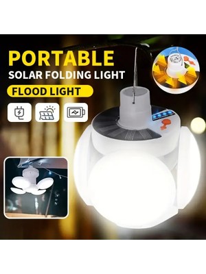 Solar Güneş Enerji ve USB Sarjlı 5 Kanatlı LED Lamba (4801)