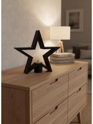 Lowell Home Siyah Yıldız Şeklinde Mumluk Loş Işık Dekor Aksesuarı - LO0029-605BB9
