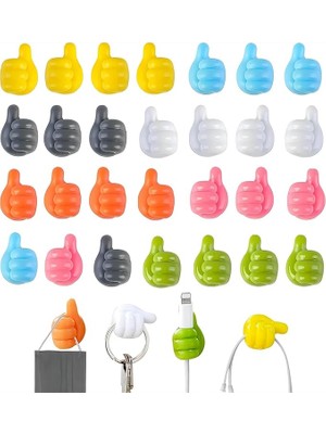 Sevimle Store 20’li Başparmak Tasarımlı Yapışkan Duvar Kancası – Kendinden Yapışkanlı Silikon Kablo ve Anahtar Askısı, Sevimli ve Pratik Askı Kancaları, Cam, Ahşap, Metal Yüzeyler Için Uygun