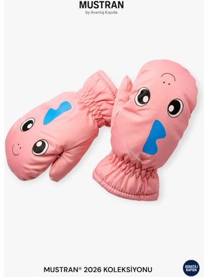 Mustran 5-10 Yaş Çocuk Desenli Kayak Kar Eldiveni | Su Geçirmez Polar Astar Kışlık Sıcak Tutucu Model