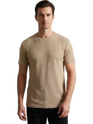 Trender Likralı Petek Süprem Erkek T-Shirt 2639 Vizon