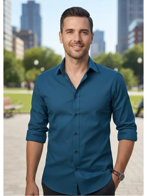 Yusgos Uzun Kollu Pamuklu Modal Yumuşak Kumaş Regular Fit Erkek Gömlek