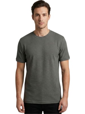 Trender Likralı Petek Süprem Erkek T-Shirt 2639 Açık Haki