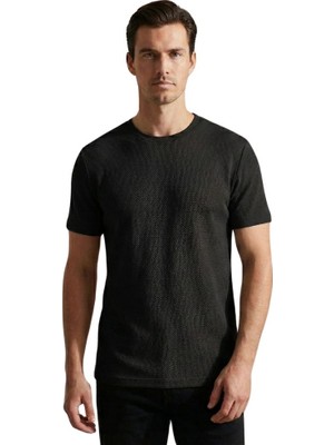 Trender Likralı Petek Süprem Erkek T-Shirt 2639 Siyah