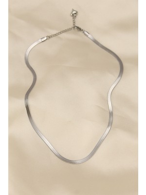 316L Çelik Silver Renk 45 cm Italyan Zincir Model Kadın Kolye
