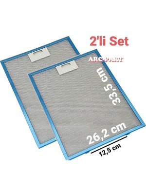 ARC-PART Beko Adv 5160 S Siyah Piramit Davlumbaz Alüminyum Filtre  26,2X33,5 cm - 2'li Set