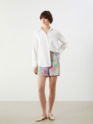 Lc Waikiki Yeni Sezon Beli Lastikli Çiçekli Kadın Şort