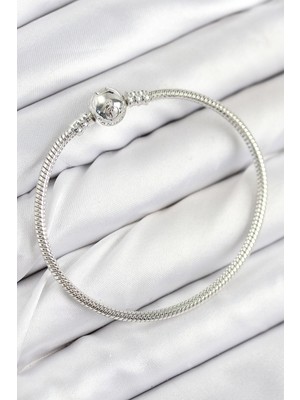 Pirinç Charm Topcuk Model Gümüş Renk Kadın Bileklik