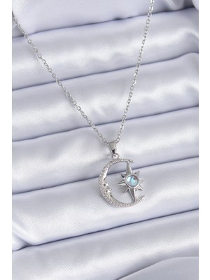 Ayder Timya 316L Çelik Gümüş Renk Zirkon Taşlı Ay Yıldız Model Kadın Kolye (Timya/1395) 189873