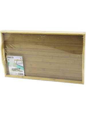 DİKDÖRTGEN=30X50CM  Aç Kapa Ayaklı = 20CM Ahşap Bambu Sunum Tepsi (4801)