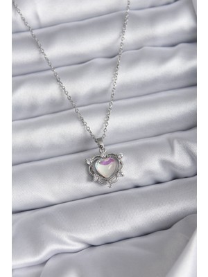 Ayder Timya 316L Çelik Zincir Gümüş Renk Kalp Model Kadın Kolye (Timya/1395) 189946