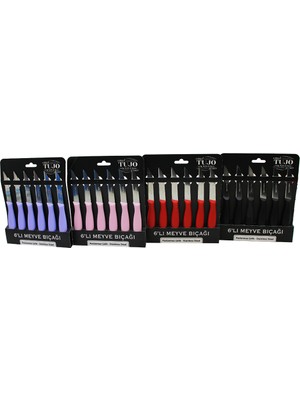 6 Parça  Meyve Bıçak Renkli Plastik Saplı (4801)