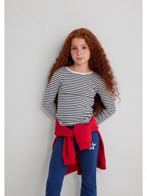 Mavi Çizgili Basic Tişört 7610351-86625