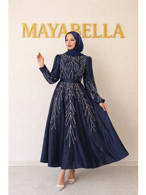 MayaBella Saten Işlemeli Tesettür Abiye