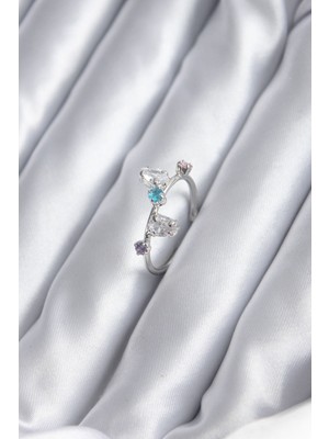 Ayder Timya Gümüş Renk Renkli Zirkon Taşlı Kadın Yüzük (Timya/1395) 189969