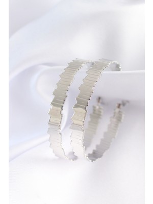 Ayder Timya Pirinç Gümüş Renk Tırtıklı Halka Küpe (Timya/1395) 190392