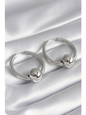 Ayder Timya Pirinç Gümüş Renk Halka Top Model Kadın Küpe (Timya/1395) 190142