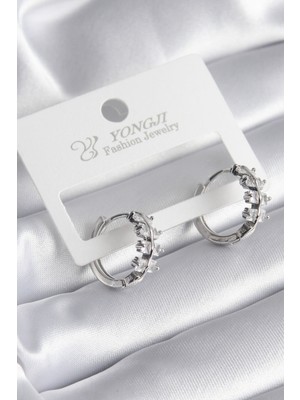 Ayder Timya Pirinç Gümüş Renk Zirkon Taşlı Kadın Küpe (Timya/1395) 190092