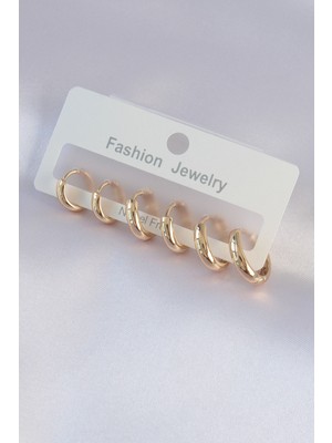 Ayder Timya Pirinç Gold Renk Oval Küpe Seti (Timya/1395) 190486