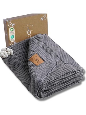 Sevimle Store Dedi ALINA%100 Organik Pamuklu Bebek Battaniyesi Kızlar/erkek Çocuklar Için 80X100 cm - Kundak ve Bebek Battaniyesi, Yumuşak Hafif Örgü Battaniye (Antrasit)