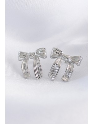 Ayder Timya Pirinç Gümüş Renk Çizgi Detay Fiyonk Küpe (Timya/1395) 190397