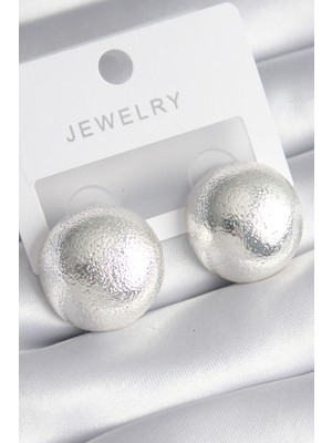 Ayder Timya Pirinç Gümüş Renk İşleme Detay Top Model Kadın Küpe (Timya/1395) 190164