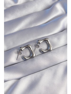 Ayder Timya 316L Çelik Gümüş Renk Minimal Bubble Küpe (Timya/1395) 190573
