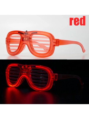 Magicool Kırmızı LED Işıklı Parti Gözlüğü - Neon Glow Şerit Gözlük 3 Modlu