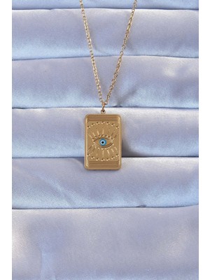 Ayder Timya 316L Altın Renk İşlemeli Nazarlı Göz Model Vintage Kolye (Timya/1395) 191087