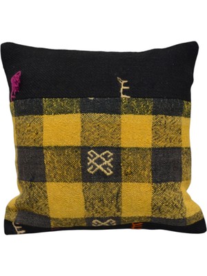 Kilim Antik El Dokuma Patchwork Kırkyama Dekoratif Kilim Kırlent Yastık Kılıfı 1218 - Yeni - Çok Renkli