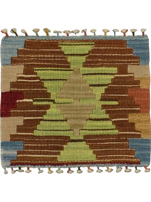 Kilim Antik El Dokuma Kare Köşe Sandalye Minderi Pınarbaşı Kayseri Yün Kilim 0893 - Yeni - Çok Renkli