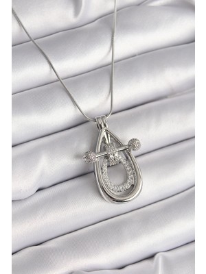 Ayder Timya 316L Çelik Gümüş Renk Zirkon Taşlı Damla Model Kadın Kolye (Timya/1395) 191505