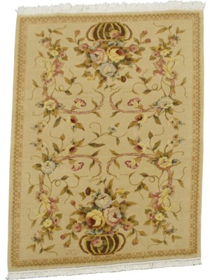 Kilim Antik El Dokuma Vazolu Isfahan Iran Yün Salon Halısı 0812 - Yeni - Çok Renkli