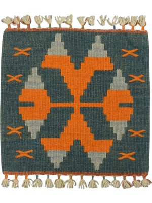Kilim Antik El Dokuma Kare Köşe Sandalye Minderi Pınarbaşı Kayseri Yün Kilim 0884 - Yeni - Çok Renkli
