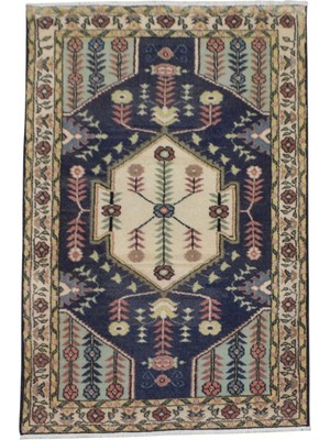 Kilim Antik El Dokuma Pastel Sümerbank Burdur Yün Salon Halısı 0806 - Yeni - Lacivert