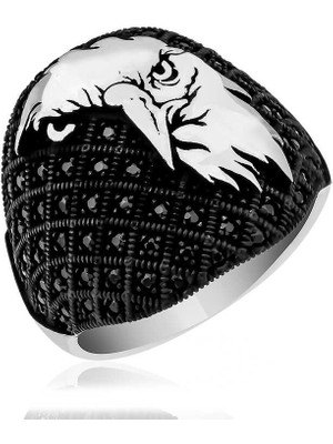 Harem Altın Gümüş Kartal Kafası Figürlü Erkek Yüzük