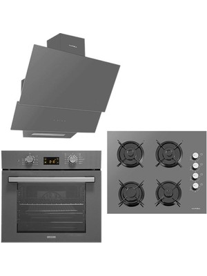 Luxell Opall Gri Cam Ankastre Set