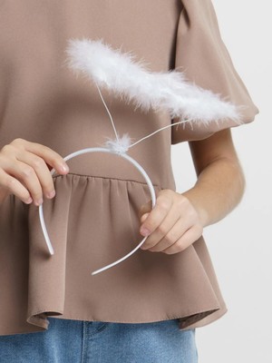 Belle Fusion Bfs Beyaz Otrişli Tüylü Esnek Yapı Melek Haresi Melek Tacı