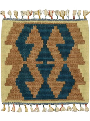 Kilim Antik El Dokuma Kare Köşe Sandalye Minderi Pınarbaşı Kayseri Yün Kilim 0875 - Yeni - Çok Renkli